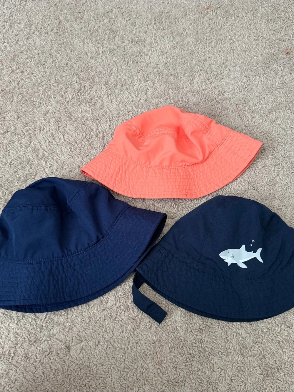Kids Sun Bucket Hat - Coral and Navy - Pack of 3